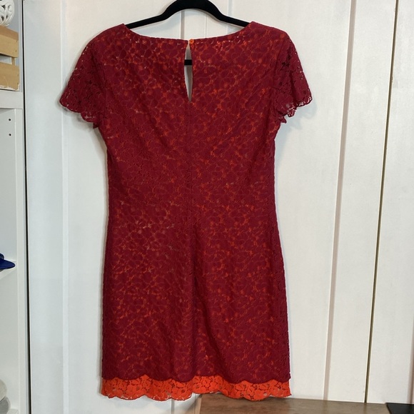 Talula | Two Tone Red and Orange Lace Dress - Small - Picture 3 of 6